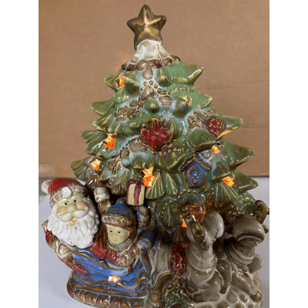 Vintage Kirklands Potters Garden ceramic Christmas tree nightlight Decoration
